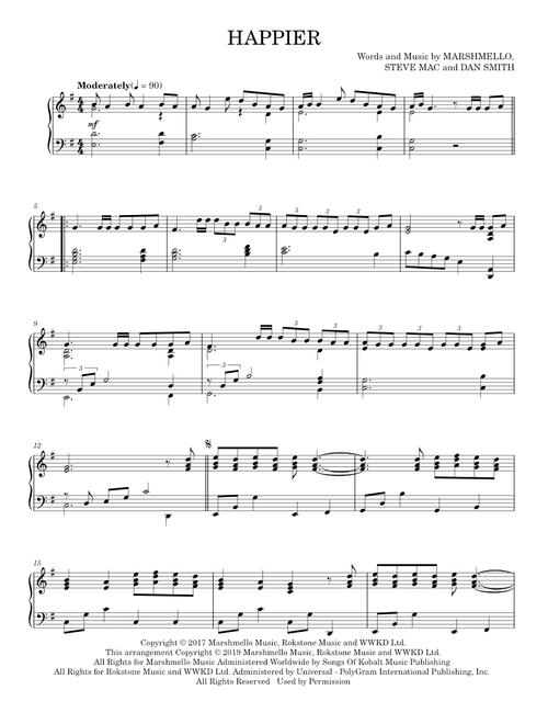 Happier - Marshmello, Marshmello & Bastille (Piano Solo)