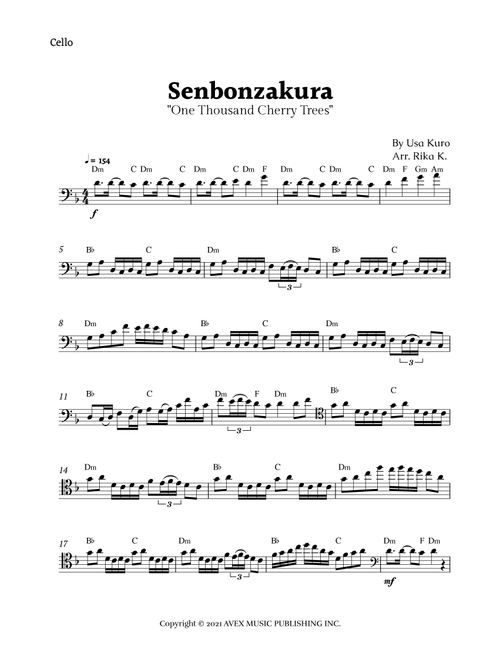 Senbonzakura (Arr. Rika K.) - Usa Kuro (Cello Solo)