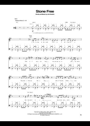 Play Official version of Stone free Sheet Music by Jimi Hendrix