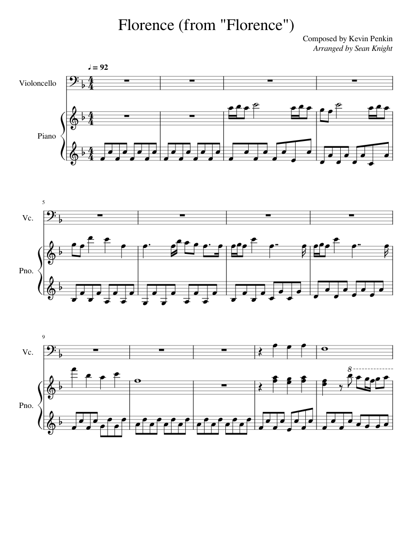 Florence Sheet Music for Piano, Cello (Mixed Duet) | MuseScore.com