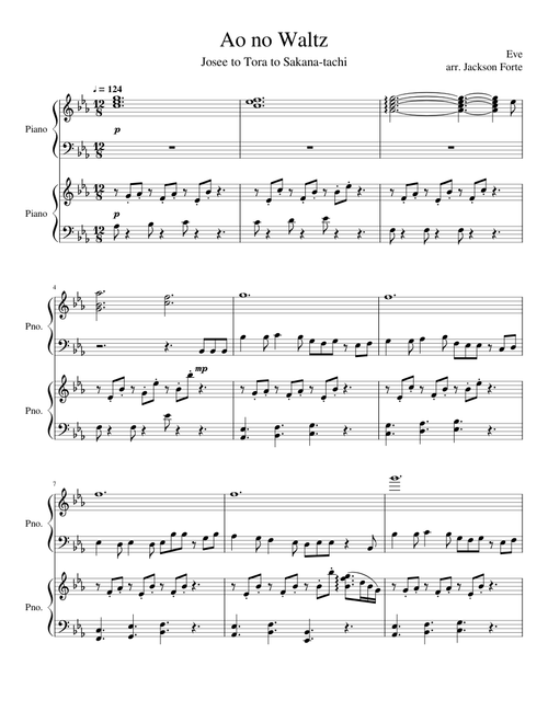 Ao no Waltz (Josee to Tora to Sakana-tachi) - Eve Piano Duet