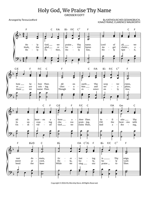 Holy God, We Praise Thy Name (Arr. Teresa Ledford) - Katholisches Gesangbuch (Piano-Vocal-Guitar)