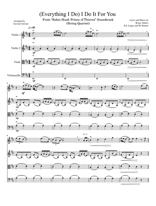 (everything I Do) I Do It For You (Arr. Gerome Stewart) - Bryan Adams (String Quartet)