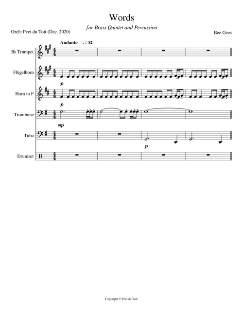 Words - Bee Gees  (Brass Quintet & Percussion)