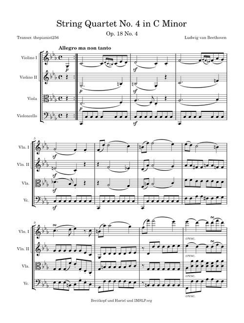String Quartet No. 4 in C Minor, Op. 18 No. 4 – Ludwig van Beethoven