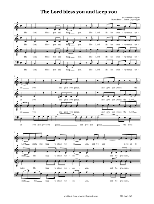 The Lord bless you and keep you - Peter Lutkin (Choral, SATB)