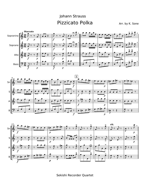 Pizzicato Polka for String Quartet - Johann Strauss Jr.