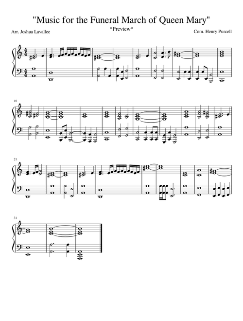 "Music for the Funeral March of Queen Mary" [PREVIEW]
