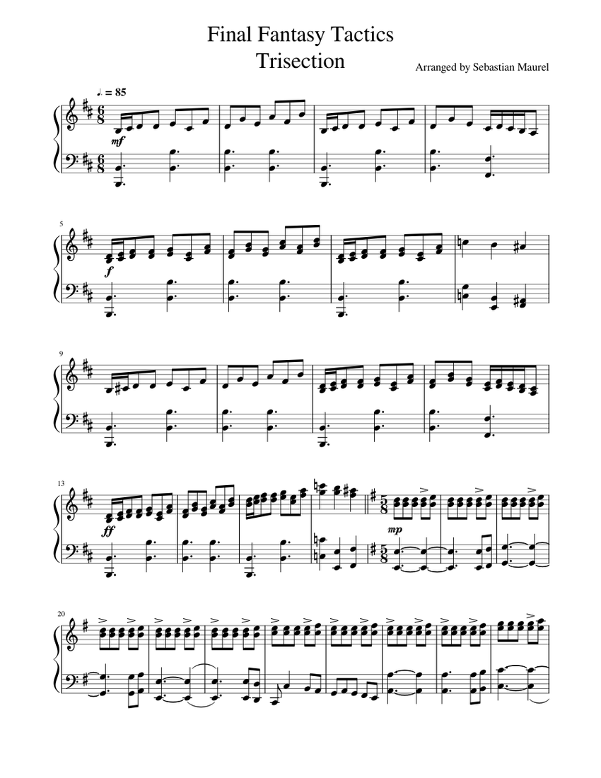 衝撃の激安コスパ・掘り出し物も Trisection - Tactics Fantasy Final Piano Sheet Arrangement アート・デザイン・音楽
