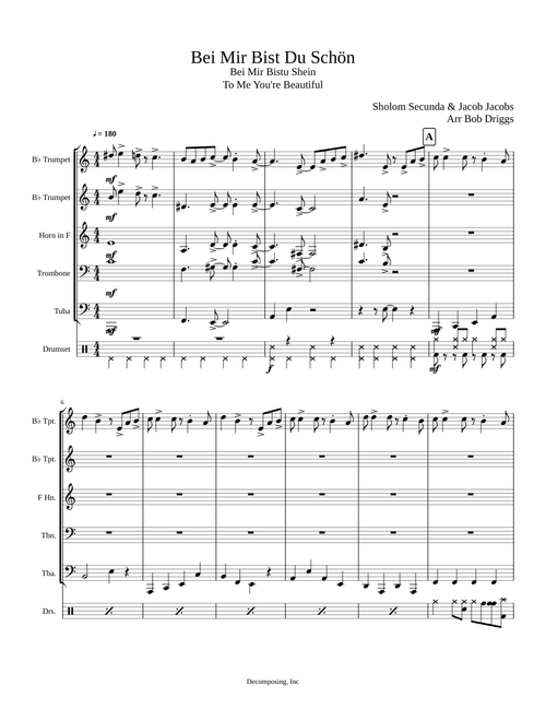 Bei Mir Bist Du Schon Andrews Sisters Brass Quintet