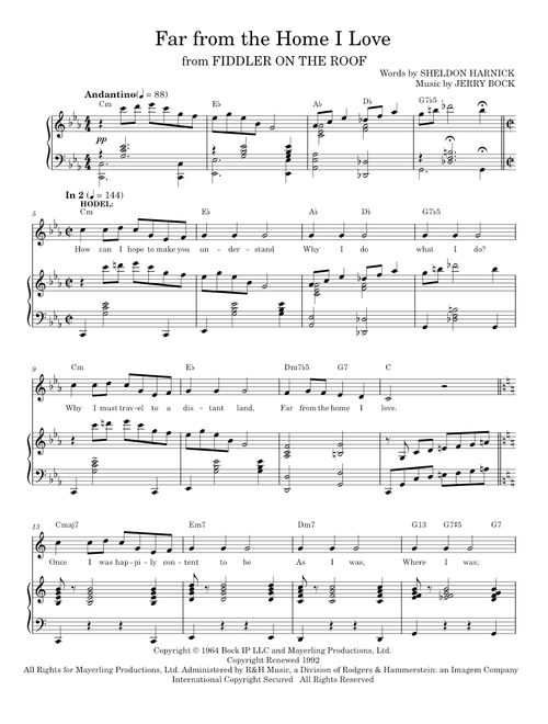 Far From The Home I Love - Jerry Bock (Piano Vocal)