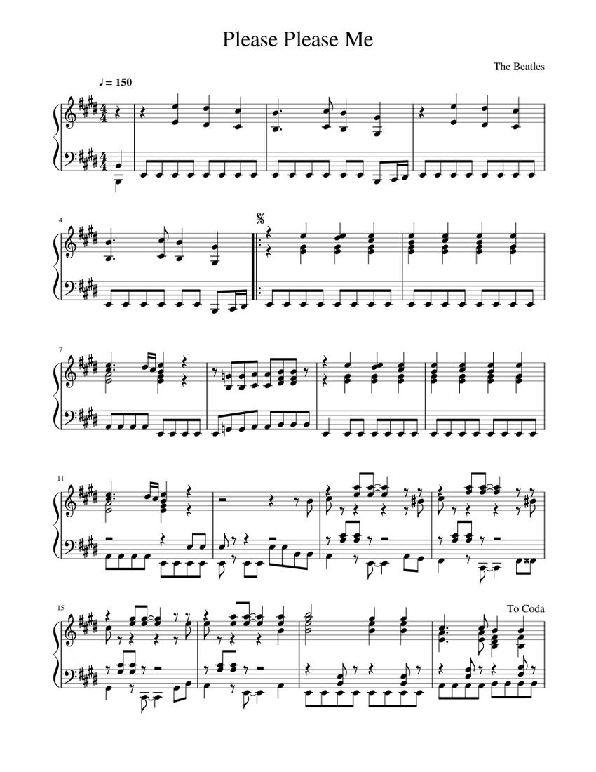 The Beatles Please Please Me Sheet Music for Piano (Solo