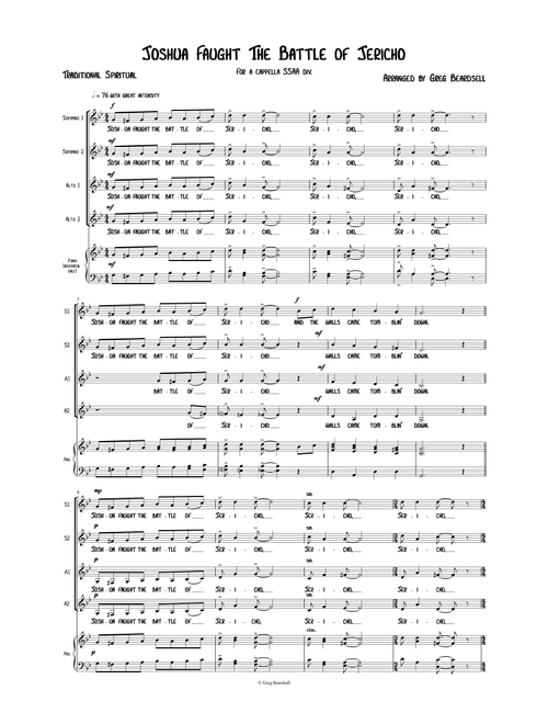 The Battle of Jericho (Arr. Greg Beardsell) - Traditional Spiritual (Choral, SSAA)