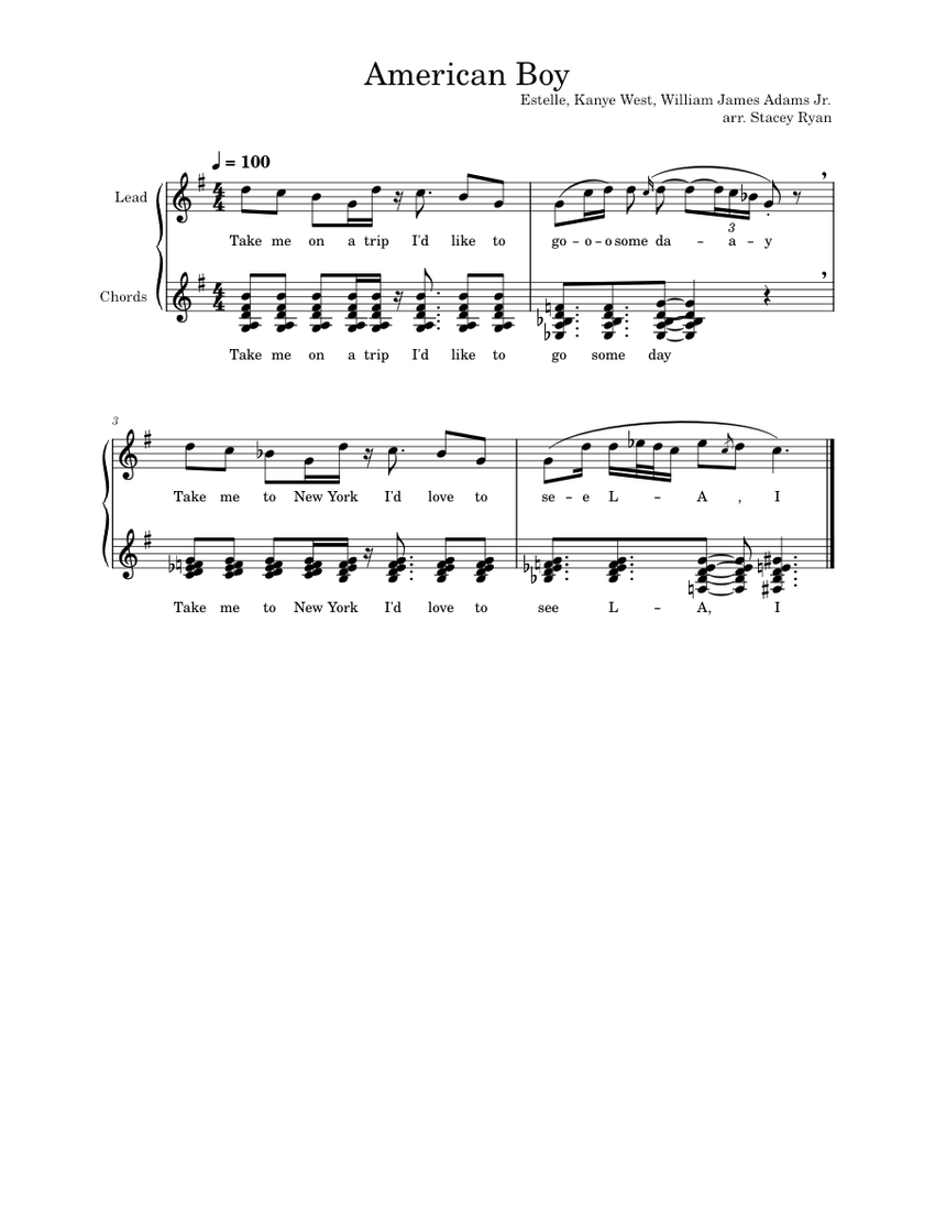 American Boy Loop - Stacey Ryan Sheet Music for Piano (Piano Duo ...