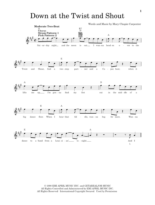 Down At The Twist And Shout - Mary Chapin Carpenter (Easy Guitar)