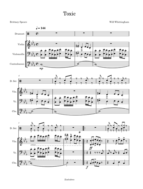 Toxic – Britney Spears -Arranged for Strings