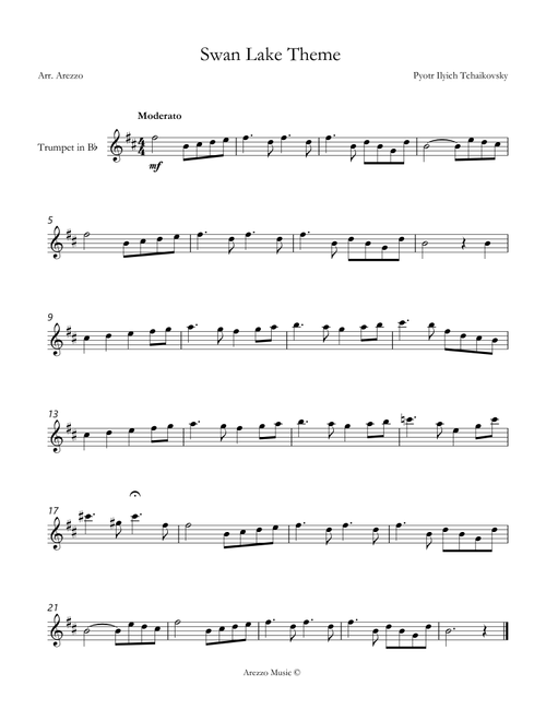 Tchaikovsky – Swan Lake (Theme) | Trumpet Lead Sheet in A minor (Arr. Arezzo Music) (Trumpet Solo)
