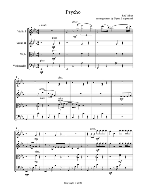Psycho (Arr. Nyssa Sanguansri) - Yeon Jung Kim, Cazzi Opeia, Nam Yong Yoo (String Quartet)