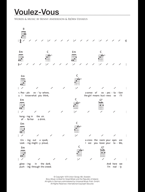 Voulez-Vous - ABBA (Ukulele Chords-Lyrics)