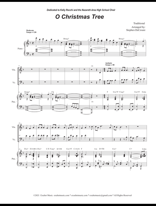 O Christmas Tree (Duet for Violin and Cello) (Arr. Stephen DeCesare) - Traditional (Instrumental Duet and Piano)