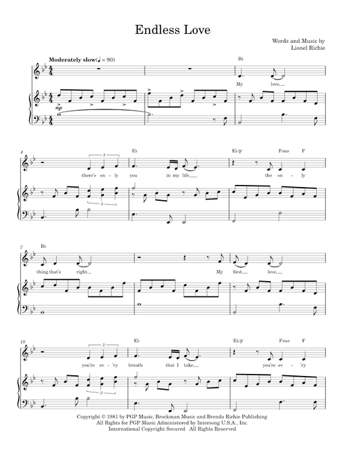 Endless Love - Diana Ross, Lionel Richie, Lionel Richie & Diana Ross (Piano Vocal)