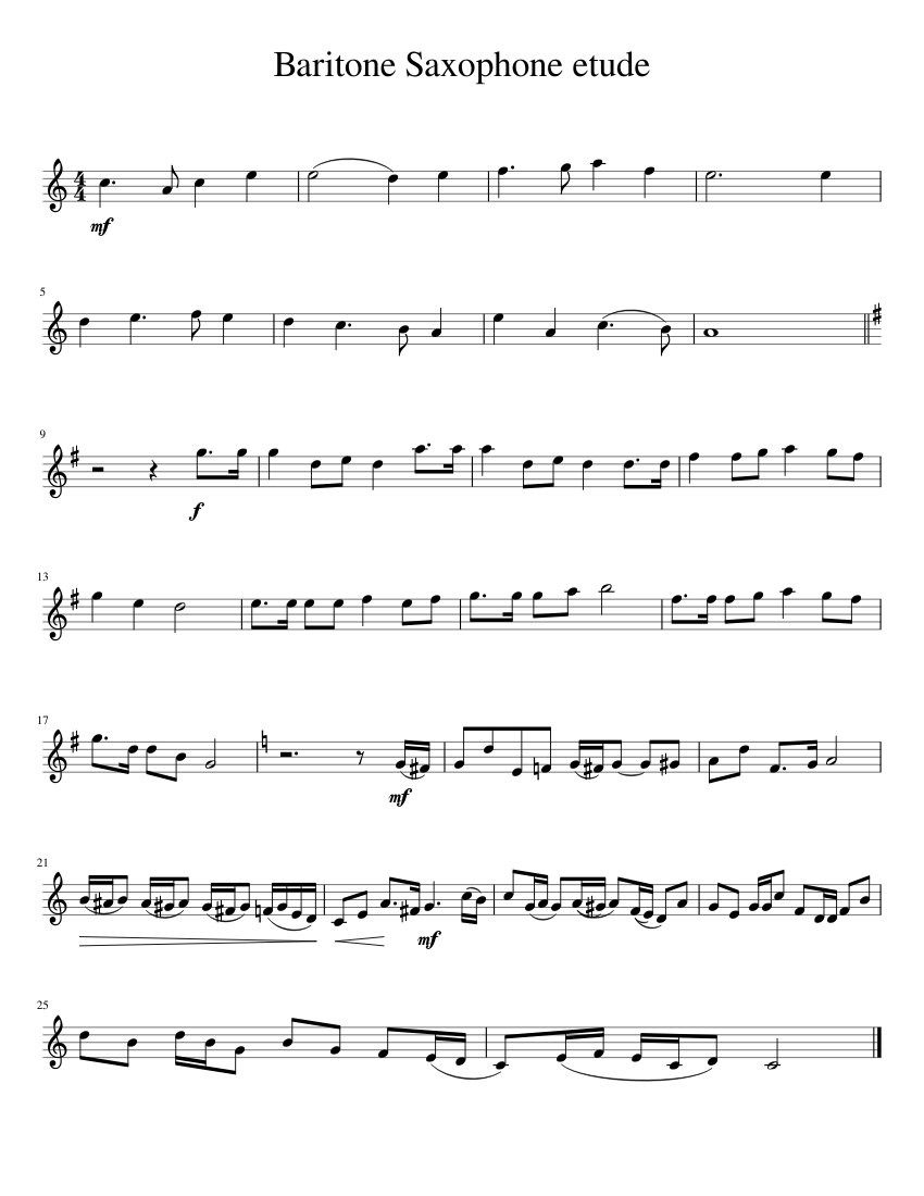 Baritone Saxophone Etude Sheet music for Saxophone baritone Solo Musescore