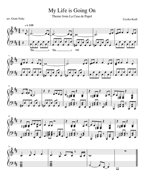 My Life is Going On - Money Heist Theme Song (Piano Solo) (Easy)