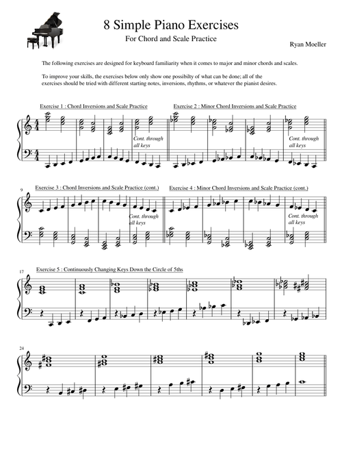 8 Simple Piano Exercises - For Chord and Scale Familiarity