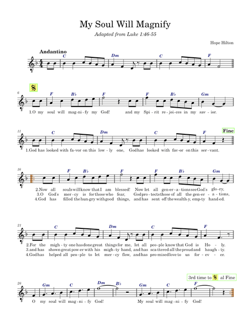 My Soul Will Magnify- Lead Sheet in F – hopeahilton