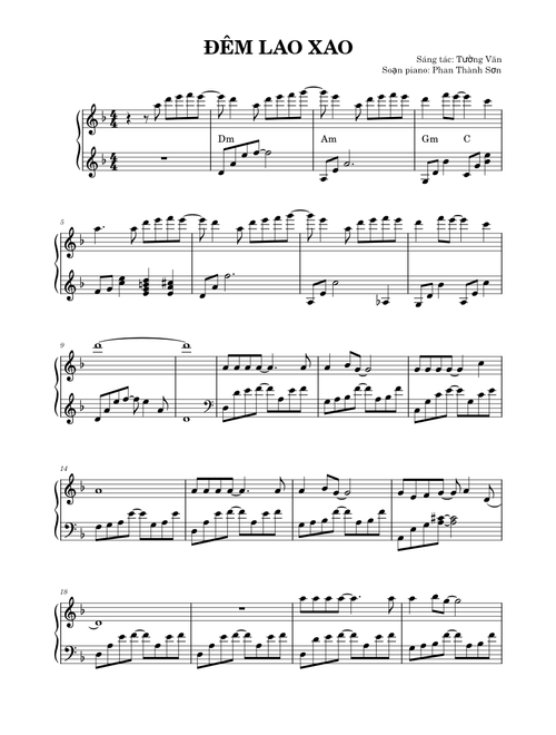 Đêm lao xao  Piano solo cover