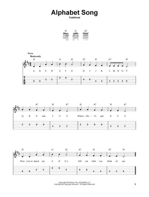 Alphabet Song - Traditional (Easy Guitar with TAB)
