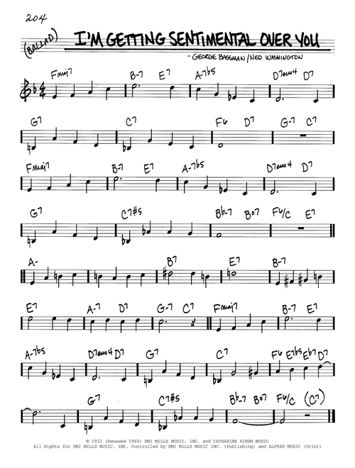 I'm Getting Sentimental Over You - Ned Washington, George Bassman (Real Book - Melody-Chords)