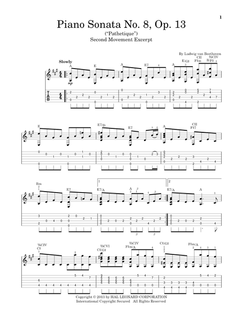 Piano Sonata No. 8, Op. 13 ("Pathetique"), 2nd Movement - Ludwig Van Beethoven (Solo Guitar)