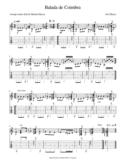Balada de Coimbra (arr. Manuel Elyseu TAB)