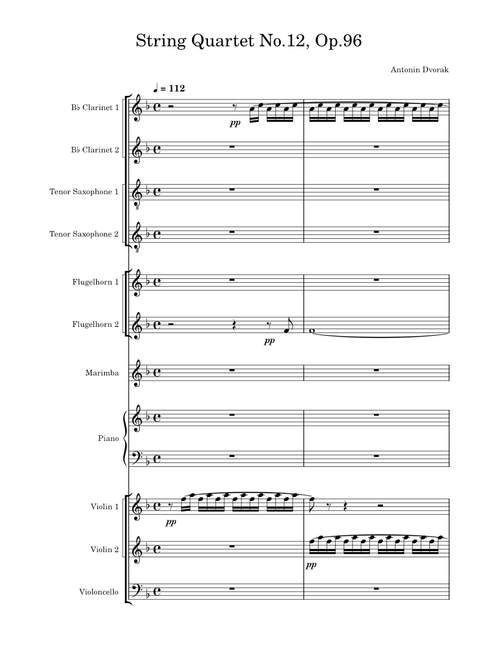 String Quartet No.12, Op.96 – Antonín Dvořák [Unfinished]Antonín Dvořák String_Quartet_No.12, Op. 96 rearranged for symphonic orchestra