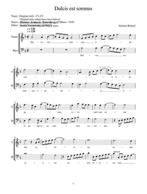Dulcis est somnus - Antoine Brumel