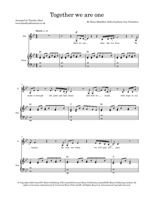 Together We Are One (Arr. Timothy Allen) - Delta Goodrem (Choral, SATB)