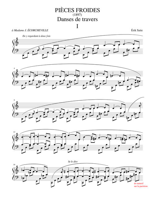 Satie, Érik - PIÈCES FROIDES - Danse de travers I