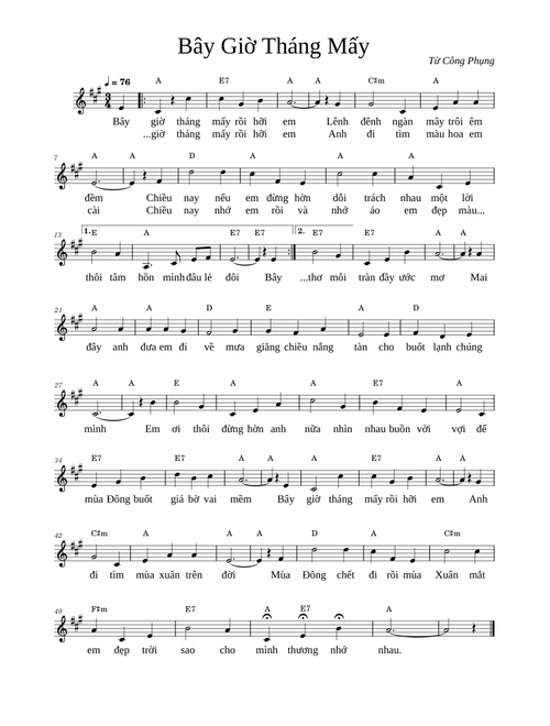 Bây Giờ Tháng Mấy (Tone A)