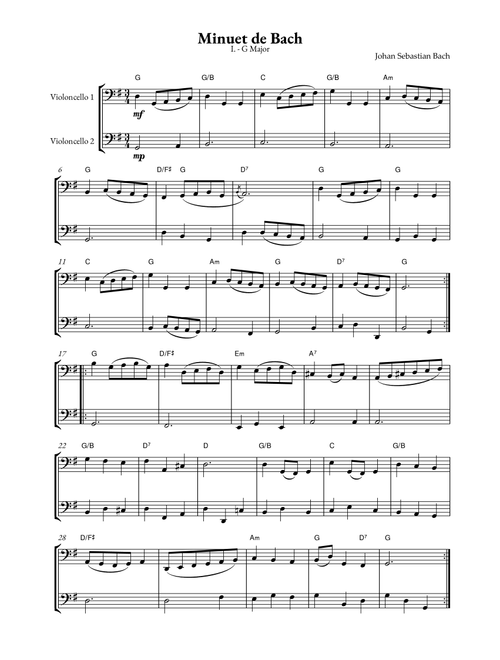 Minuet in G major (Die Menuett) (Arr. Jhonatan Lucio Viana) - Traditional (Cello Duet)