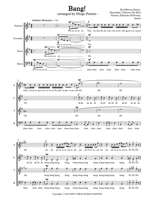 Bang Bang English Translation (Arr. Arranged by Diogo Pereira) - Jefferson Junior, Fabienne Holloway, Maozinha (Choral, SATB)