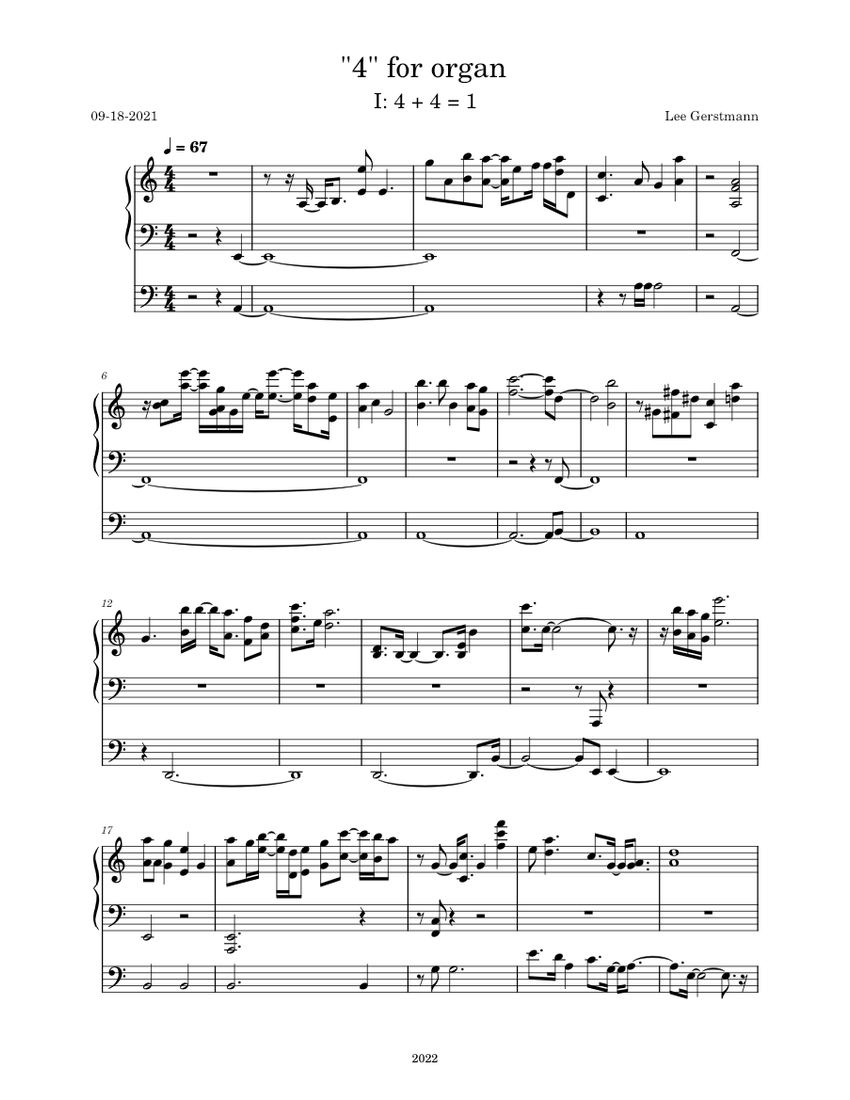 Organ Score 4 for organ 1 Sheet music for Organ (Solo) | Musescore.com