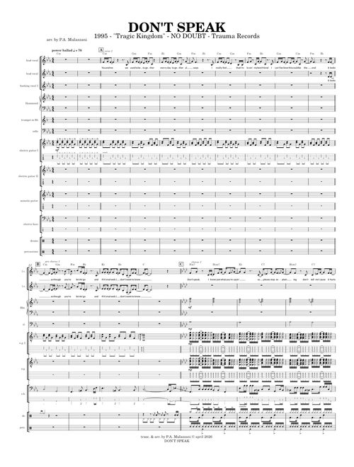 Don't Speak – No Doubt - full score (for individual part write to pierangelomulazzani@gmail.com)