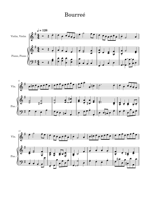 Bourrée in E Minor, BWV996 – Johann Sebastian Bach