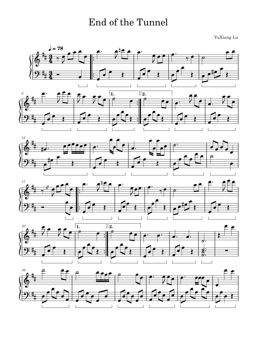End of the Tunnel Sheet Music for Piano (Solo) easy | MuseScore.com