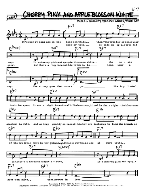 Cherry Pink And Apple Blossom White - Mack David (Real Book - Melody-Chords-Lyrics)