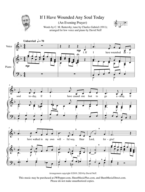 If I Have Wounded Any Soul Today, An Evening Prayer (low voice edition) (Arr. David Neff) - Mahalia Jackson, Elvis Presley (Piano Vocal)