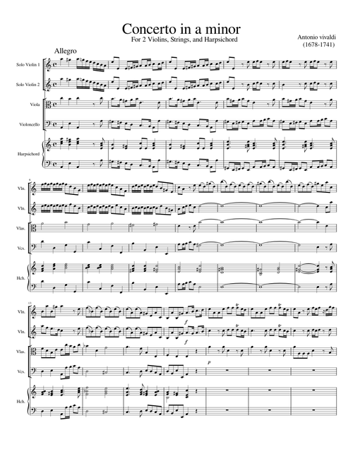Concerto in a minor for 2 violins