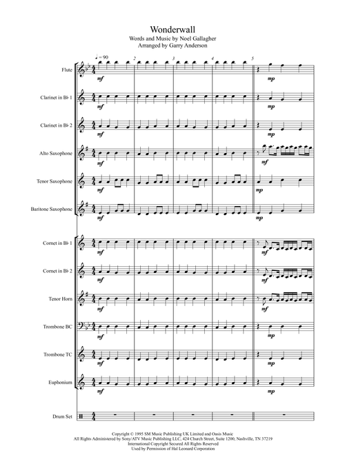 Wonderwall (Arr. Garry Anderson) - Oasis (Large Ensemble)