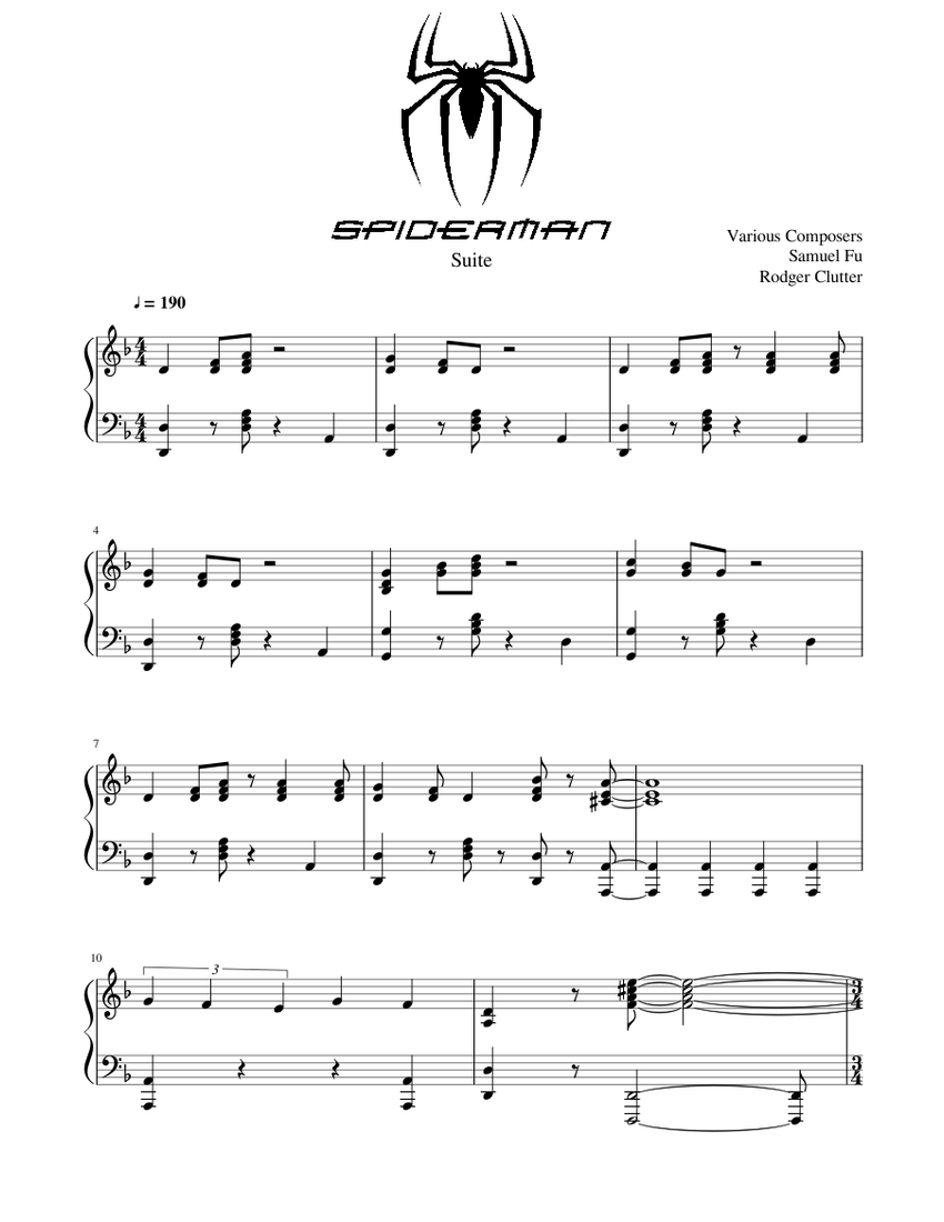 Spider-Man Suite - Various Composers - Piano Solo Sheet music for Piano  (Solo) 